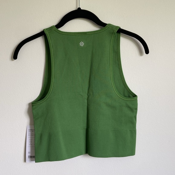 NWT Athleta AURORA SEAMLESS CROP RIB TANK SIZE M Baja Green - Picture 10 of 10